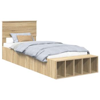 Bettrahmen mit Regal Sonoma-Eiche 90 x 190 cm Holzwerkstoff