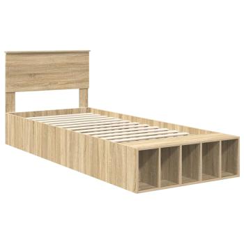 Bettrahmen mit Regal Sonoma-Eiche 90 x 190 cm Holzwerkstoff