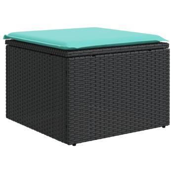8-teiliges Gartensofa-Set mit Kissen, schwarzes Polyrattan