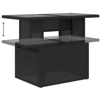 10-teiliges Gartensofa-Set mit Kissen, schwarzes Polyrattan