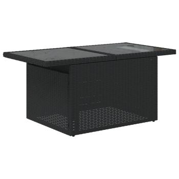 5-teiliges Gartensofa-Set mit Kissen, schwarzes Polyrattan