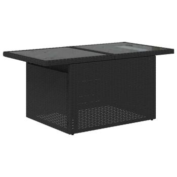7-teiliges Gartensofa-Set mit Kissen, schwarzes Polyrattan