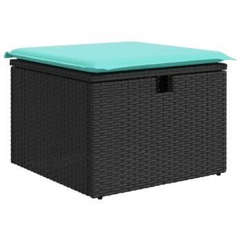 6-teiliges Gartensofa-Set mit Kissen, schwarzes Polyrattan