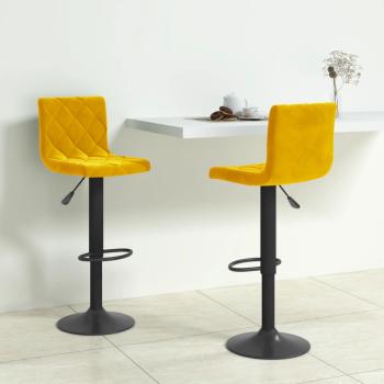 ARDEBO.de - Barhocker 2 Stk. Senfgelb Samt