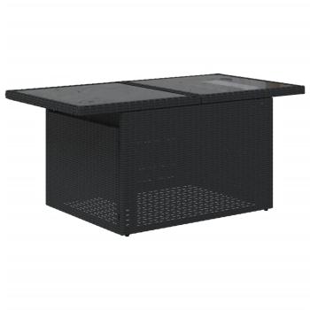 7-teiliges Gartensofa-Set mit Kissen, schwarzes Polyrattan