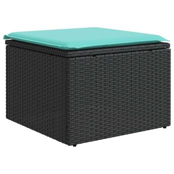 6-teiliges Gartensofa-Set mit Kissen, schwarzes Polyrattan