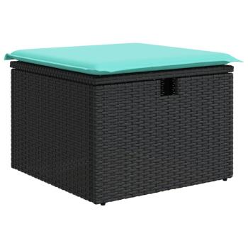 6-teiliges Gartensofa-Set mit Kissen, schwarzes Polyrattan