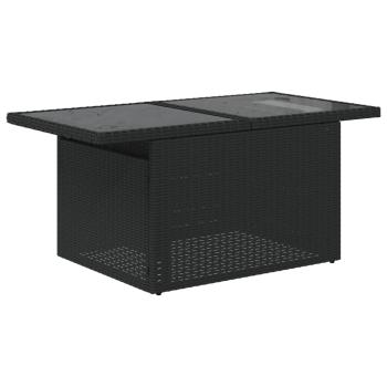 7-teiliges Gartensofa-Set mit Kissen, schwarzes Polyrattan