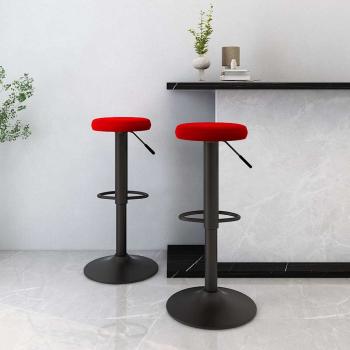 ARDEBO.de - Barhocker 2 Stk. Weinrot Samt