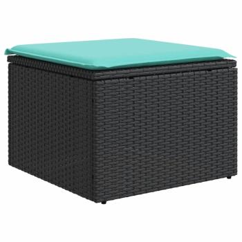 9-teiliges Gartensofa-Set mit Kissen, schwarzes Polyrattan