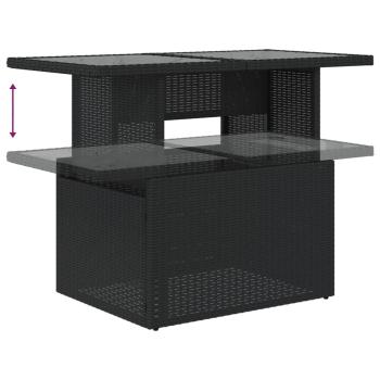 11-teiliges Gartensofa-Set mit Kissen, schwarzes Polyrattan