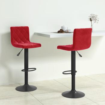 ARDEBO.de - Barhocker 2 Stk. Weinrot Samt