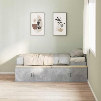 ARDEBO.de - Bettrahmen mit Schubladen Beton Grau 100 x 200 cm Holzwerkstoff
