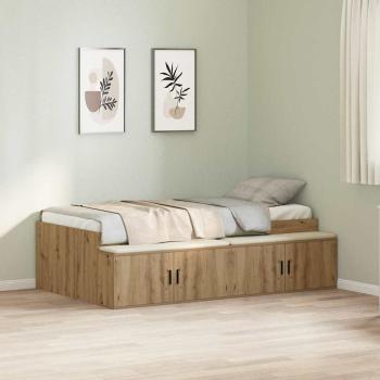 ARDEBO.de - Bettrahmen mit Tür Artisan-Eiche 100 x 200 cm Holzwerkstoff