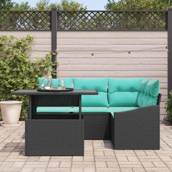 Garten-Sofa-Set mit Kissen mit Speicher 5 pcs Schwarz und blau