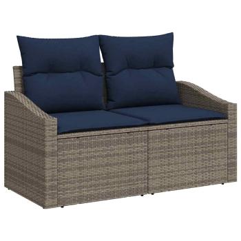 Sofa Set 10 stk. 9-Sitzanzahl Schwarz und Blau Poly-Rattan