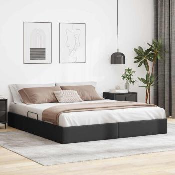 ARDEBO.de - Aufbewahrungsbett mit Speicher Schwarz 193 x 203 cm Kunstleder