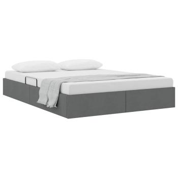 Aufbewahrungsbett mit Speicher Dunkelgrau 153 x 203 cm Stoff