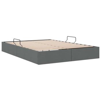 Aufbewahrungsbett mit Speicher Dunkelgrau 153 x 203 cm Stoff