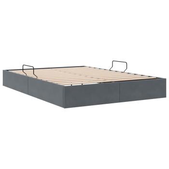 Aufbewahrungsbett mit Speicher Dunkelgrau 137 x 190 cm Samt