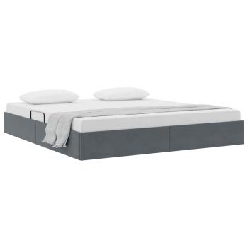 Aufbewahrungsbett mit Speicher Dunkelgrau 193 x 203 cm Samt