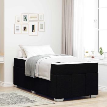 ARDEBO.de - Bettrahmen mit Matratze Schwarz 90 x 200 cm Stoff
