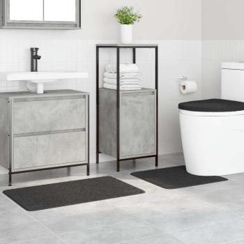 Anti-Rutsch Badematten-Set 3 stk. Dunkelgrau 50 x 80 cm PP