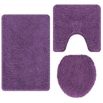 Anti-Rutsch Badematten-Set 3 stk. Lila 50 x 80 cm PP