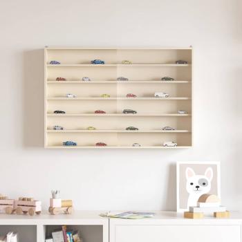 ARDEBO.de - Wanddisplay-Case mit Regal Beige 80 x 8,5 x 54 cm Sperrholz