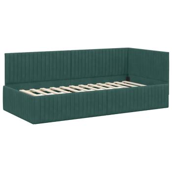 Eckbettgestell mit Kopfteil Dunkelgrün 90 cm x 200 cm Samt