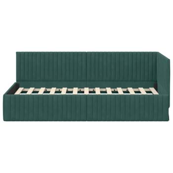 Eckbettgestell mit Kopfteil Dunkelgrün 90 cm x 200 cm Samt