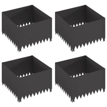 Raseneinfassung 4 stk. 60 x 60 x 35 cm Stahl Schwarz