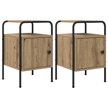 ARDEBO.de - Nachttisch 2 Stk. Artisan-Eiche 35 x 36,5 x 56 cm Holzwerkstoff