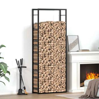 ARDEBO.de - Brennholzregal Mattschwarz 80 x 28 x 222 cm Stahl