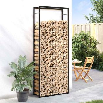 Brennholzregal Mattschwarz 80 x 28 x 222 cm Stahl