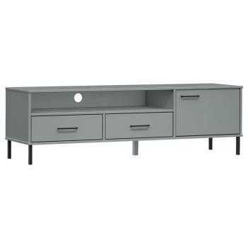 TV-Schrank OSLO mit Metallbeinen Grau Massivholz Kiefer