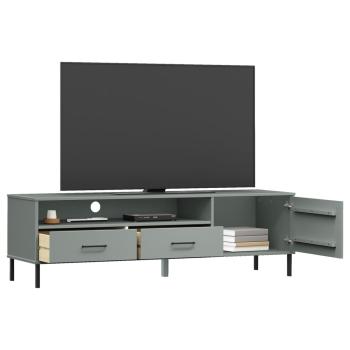 TV-Schrank OSLO mit Metallbeinen Grau Massivholz Kiefer