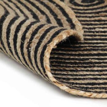 Teppich Handgefertigt Jute mit Spiralen-Design Schwarz 90 cm