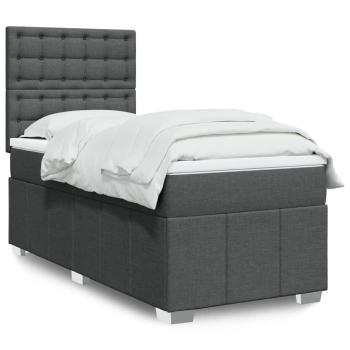 ARDEBO.de - Boxspringbett mit Matratze Dunkelgrau 80x200 cm Stoff