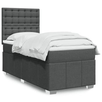 ARDEBO.de - Boxspringbett mit Matratze Dunkelgrau 80x200 cm Stoff