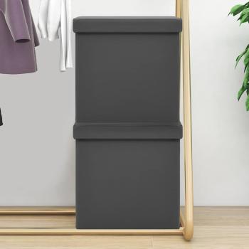 ARDEBO.de - Hocker mit Stauraum 2 Stk. Grau PVC
