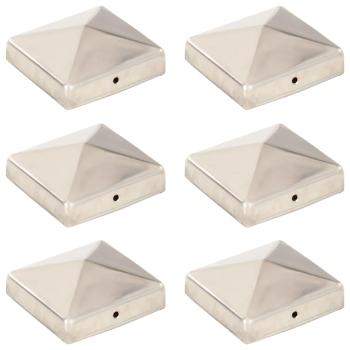 ARDEBO.de - Pfostenkappen 6 Stk. Pyramide Edelstahl 81 x 81 mm