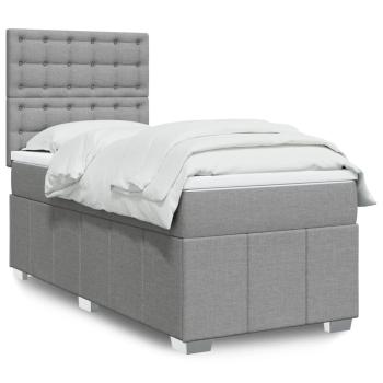 ARDEBO.de - Boxspringbett mit Matratze Hellgrau 80x200 cm Stoff