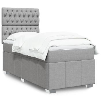 ARDEBO.de - Boxspringbett mit Matratze Hellgrau 80x200 cm Stoff