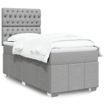 ARDEBO.de - Boxspringbett mit Matratze Hellgrau 80x200 cm Stoff
