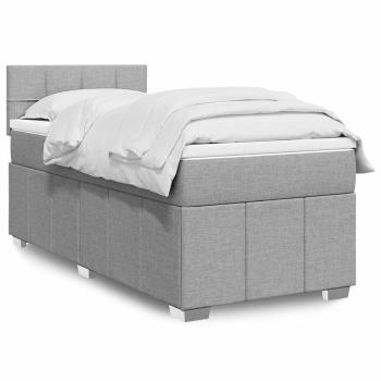 ARDEBO.de - Boxspringbett mit Matratze Hellgrau 80x200 cm Stoff