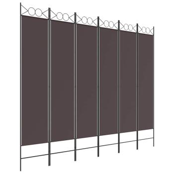 6-tlg. Paravent Braun 200x200 cm Stoff