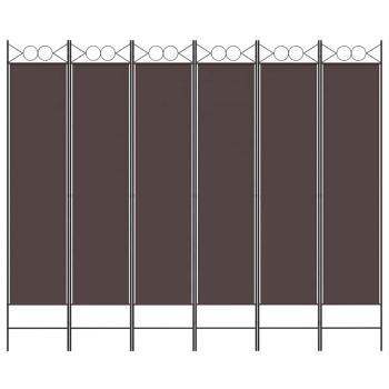 6-tlg. Paravent Braun 200x200 cm Stoff