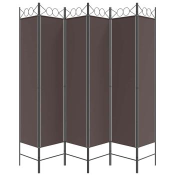 6-tlg. Paravent Braun 200x200 cm Stoff