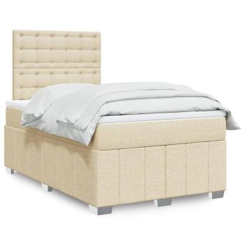 ARDEBO.de - Boxspringbett mit Matratze Creme 120x190 cm Stoff